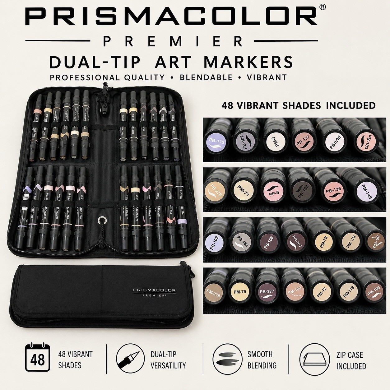 48 Pc Set W/ Zip Case Mixed Shades #2