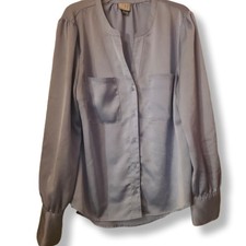 A New Day Size M Powder Blue Long Sleeve Button Up Blouse