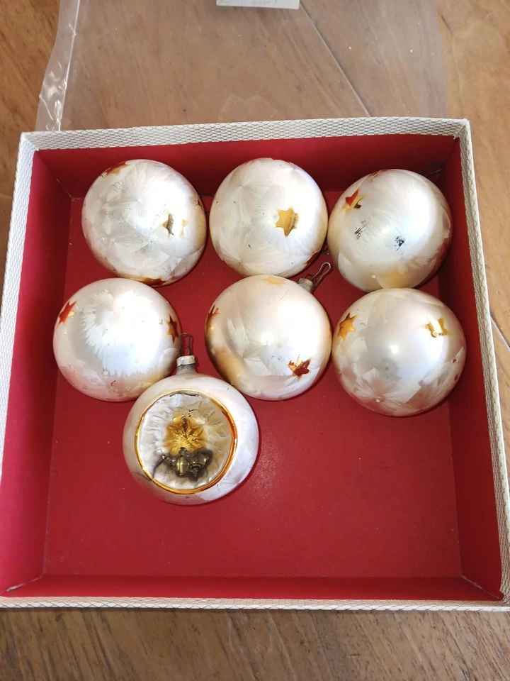 Christbaumkugeln Weihnachtsbaumkugeln weiß mit goldenen Sternen