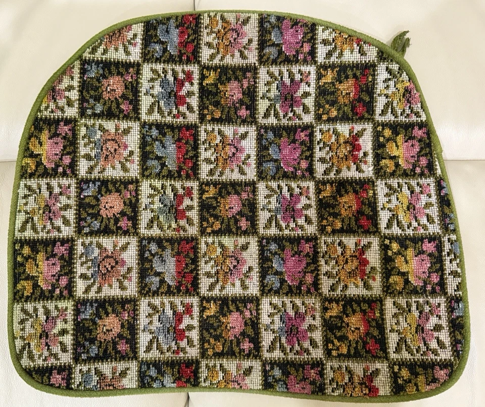 Cojín de asiento de silla tapiz vintage floral MCM Mod retro kitsch defectos de terciopelo Foto 2 de 4