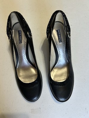 Sperry Top Sider Women s Wedge Dress Shoe Leather Pumps 10M Black Business Work