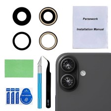 2 Set Back Rear Camera Lens Glass Replacement for iPhone 16 and iPhone 16 Plu...