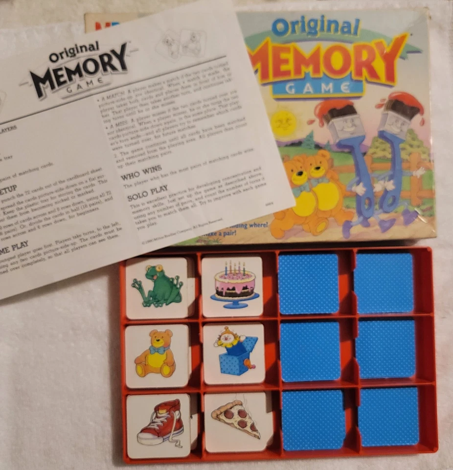 Original Memory Game 1990 Milton Bradley Ages 3-6 Complete 72 Pieces - Image 3 of 4
