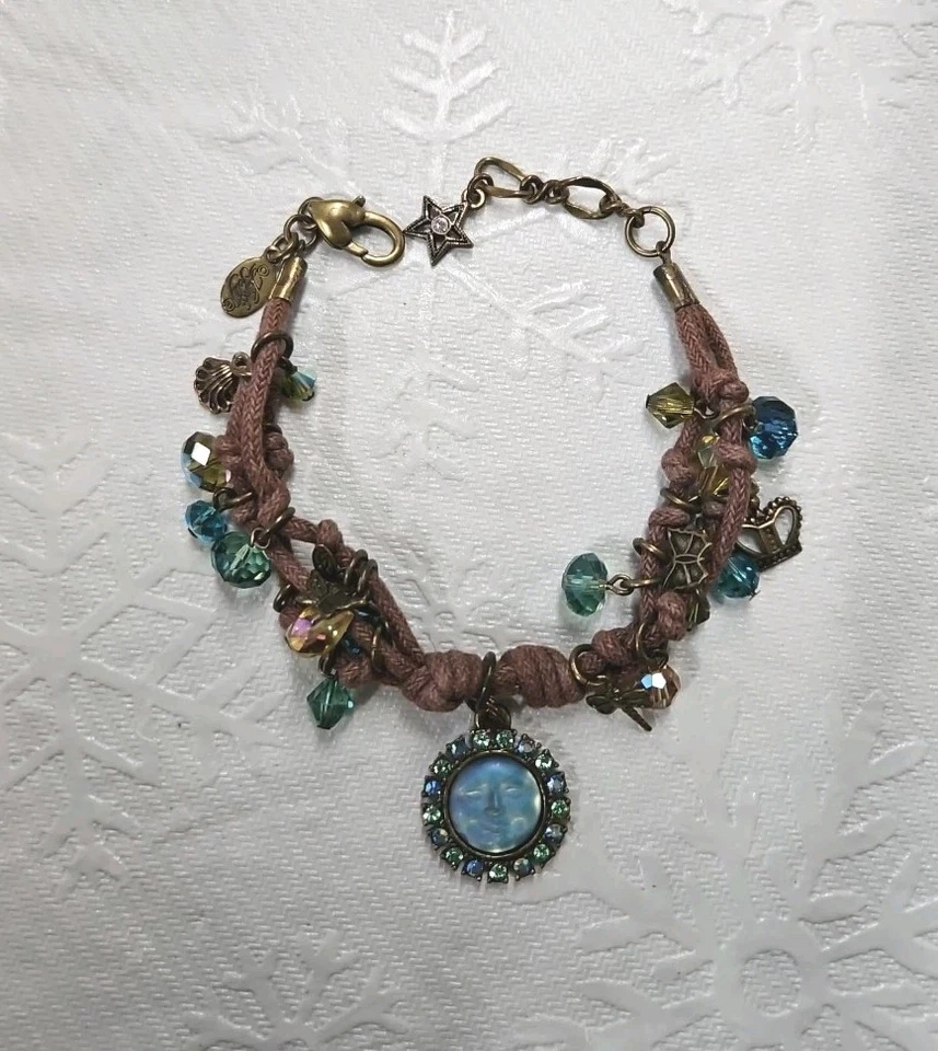 KIRKS FOLLY Ab Moon Face Cord Bracelet Signed - Image 2 of 4