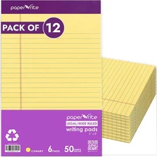 Paper Rite Writing Pads Canary 50 Sheets 5x8 Pack of 12