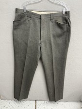 Vintage H Bar C Western Pants Adult 37x31 All Wool Gray Ranchwear Pearl Snap