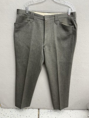 Vintage H Bar C Western Pants Adult 37x31 All Wool Gray Ranchwear Pearl Snap
