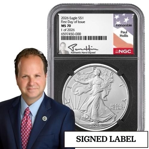 2026 SILVER EAGLE MS70 FDI Black Core Paul Hollis Signed * RARE