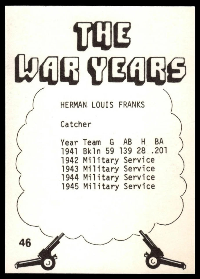 1977 TCMA The War Years #46 Herman Franks - Image 2 of 2