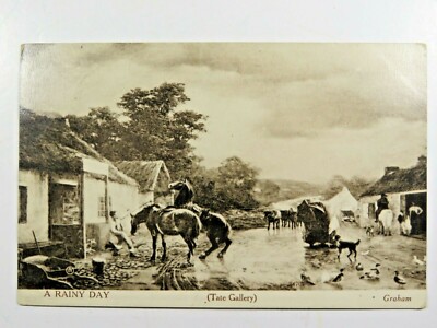 Postcard A Rainy Day Tate Gallery Peter Graham 1909 Antique A5356