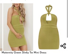 PLT Maternity Green Slinky Tie Mini Dress Size 12