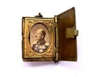 Antique CIVIL WAR Era Locket with Soldiers in Uniform miniature Book Form 1860's