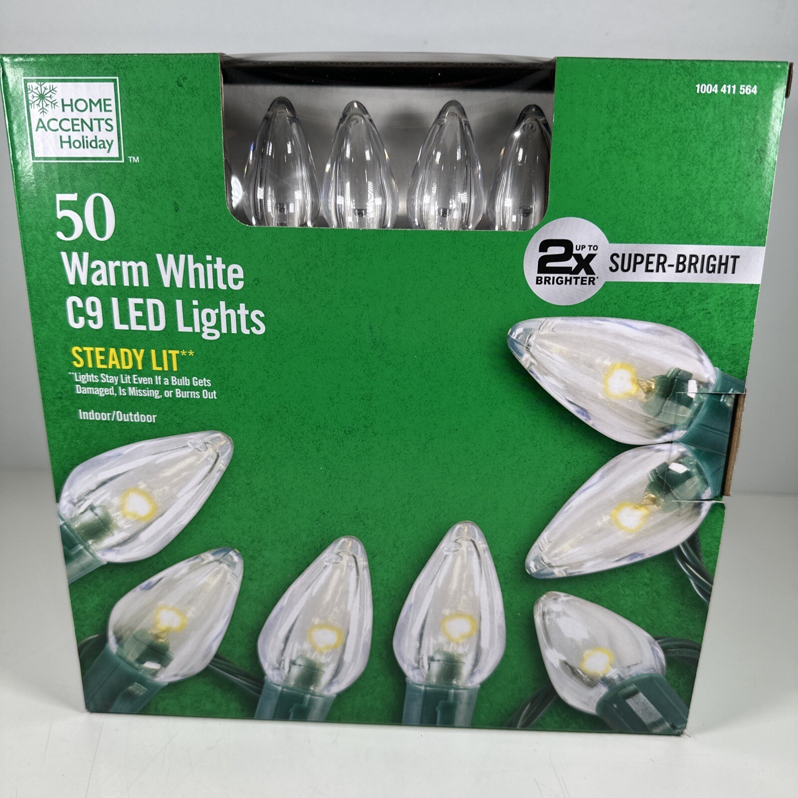 Home Accents 50 Warm White Transparent C9 LED Lights Steady Lit New eBay
