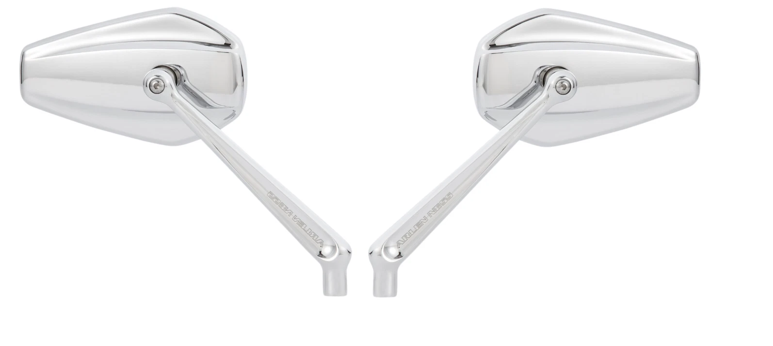 Arlen Ness Chrome Mini Stocker Mirrors Pair Harley FLHX FLTR Dyna Softail FXR XL