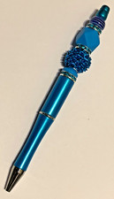 Beaded Pen, "Aqua Blue Pen" Black ink, Extra Ink Refill Included - Party Favors
