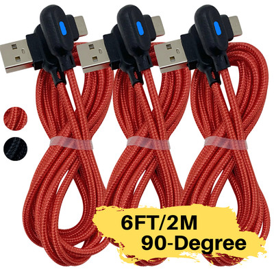 3Pack 90 Degree Right Angle USB C Type C Cable 6Ft For Samsung Fast Charger Cord