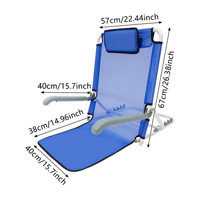 Adjustable Foldable Bed Backrest With Armrests Sit-Up Support Blue
