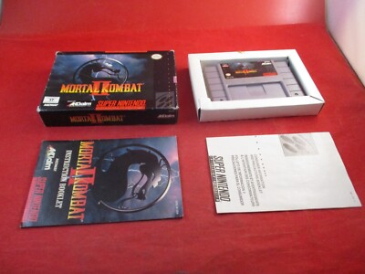 Mortal Kombat II (Super Nintendo SNES) COMPLETE w/ Box manual game WORKS! #H