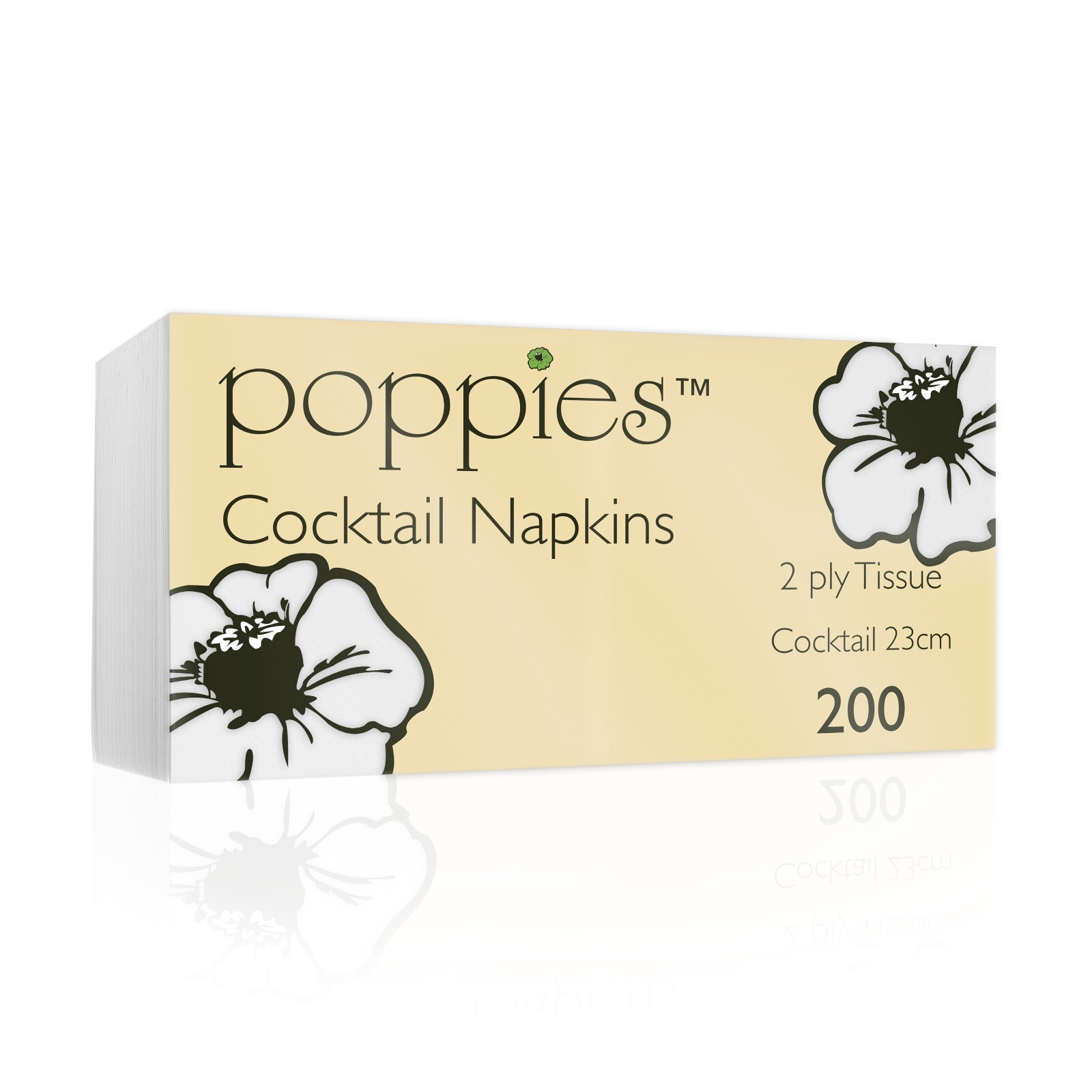 Cocktail Napkins White 23x23cm 2ply 4 Fold Napkin Bar Restaurant Pack of 200