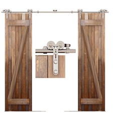 CCJH 4FT-16FT Stainless Steel Sliding Barn Door Hardware Kit Track Closet Roller