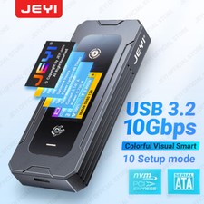 JEYI Visual Smart M.2 NVMe SATA SSD Enclosure, USB 3.2 10Gbps Real-time Display