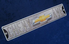 CHEVY AVE - *US MADE* 24" Embossed Metal Street Sign - Man Cave Garage Bar Décor