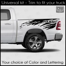 Dodge RAM 1500 2500 3500 Bed Box Dirt Splash Side Stripes Decals (Choose Color)