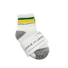 NWT Janie And Jack Striped Crew Sock Boys 6-12 Months White Cotton Blend Stretch
