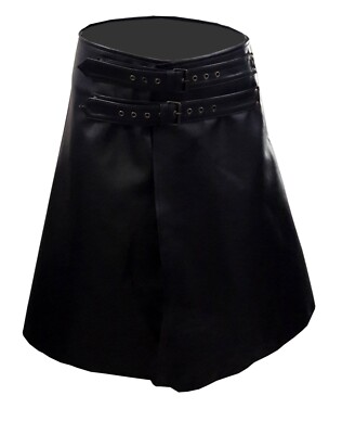 Herren schwarz Leder Gladiator Kilt Rindsleder strapazierfähig schottische Larp