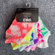 Low Cut Kids Socks Size Youth Large 2Y-6Y No Show 6 Pack - CSG Half Cushion