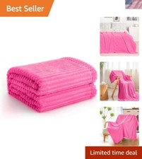 Striped Flannel Fleece Throw - Soft  Cozy for Couch, Bed  All-Season Use