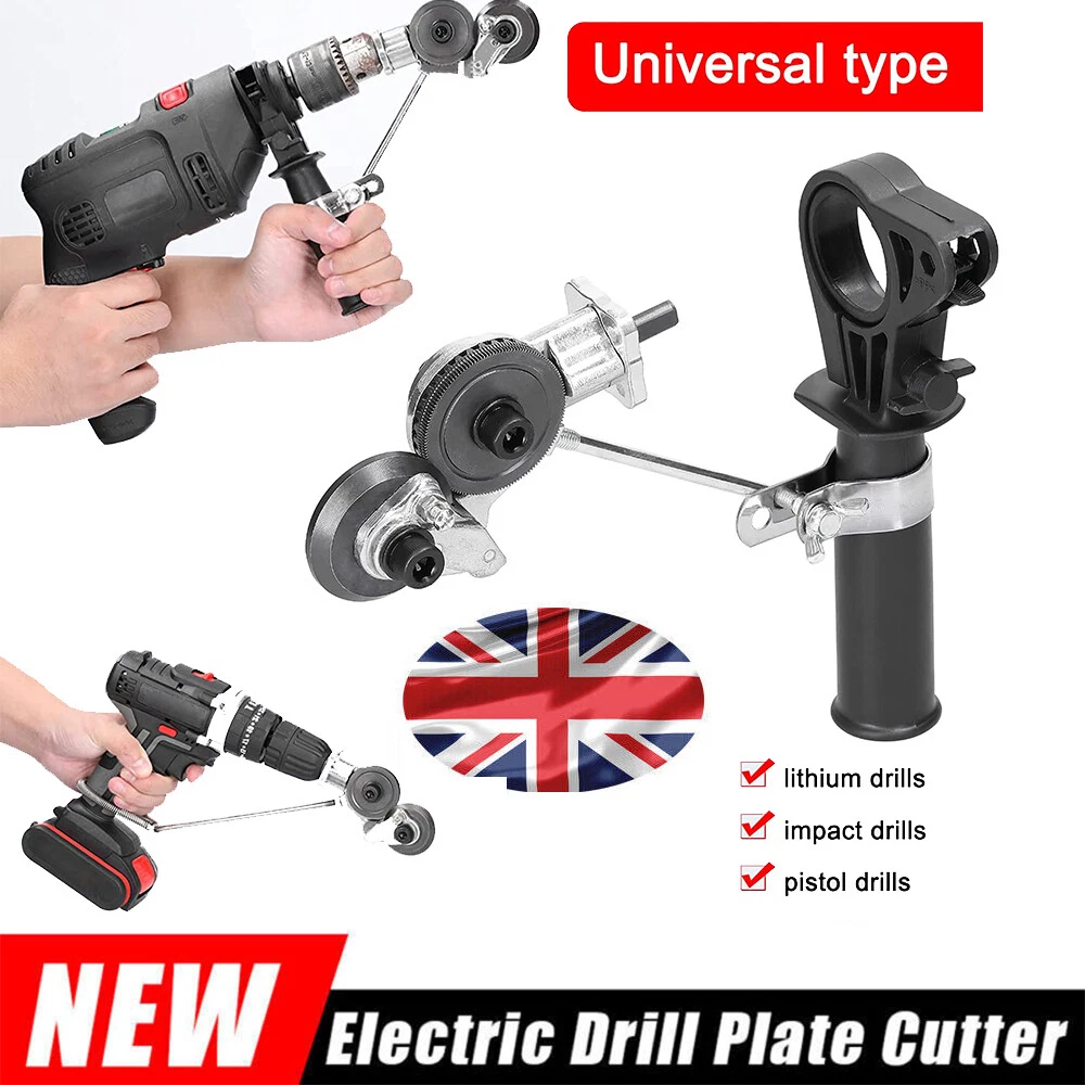 NEW Electric Drill Attachment For Metal Plate Shear Iron Cutter Saw Nibbler UK