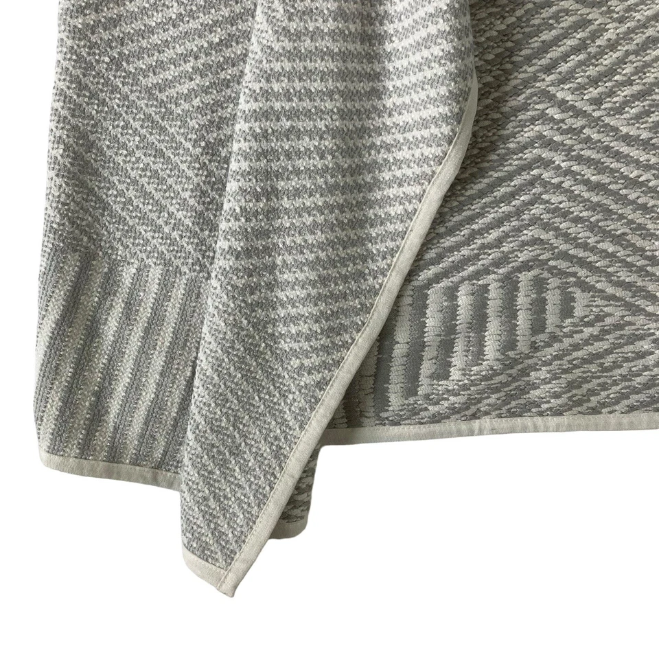 Suéter Bajo Mujer M Gris Rayas Tejido Grueso Frente Abierto Cárdigan Academia Foto 3 de 4