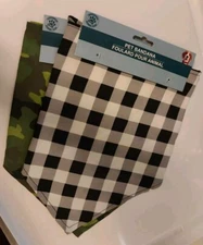 (Lot of 2) Greenbrier Kennel Club Pet Bandanas Large Size Tie On Checkers & Camo