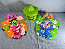 McDonalds Halloween Trick or Treat Bags 1990 Frankenstein and Witch Glow in Dark