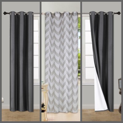 BLACKOUT CURTAIN TOP SILVER GROMMET OR SHEER VOILE VERSATILE HOME MODERN DECOR