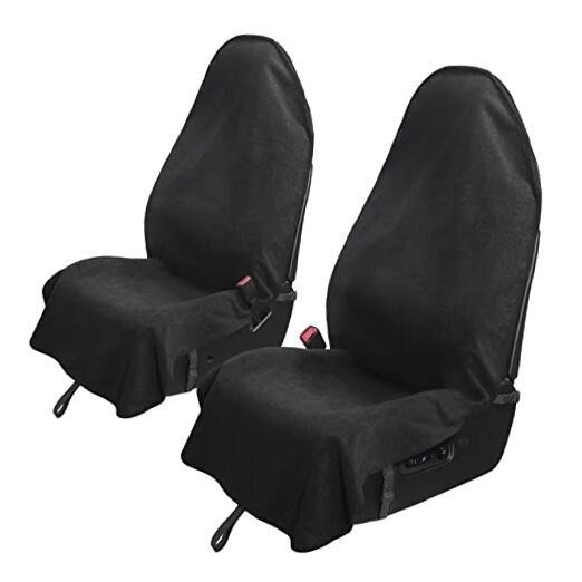 2pcs Waterproof Towel Front Seat Covers Black Non-Slip Bucket Towel Black 2pcs
