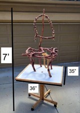 Large, Handmade and Restored, Wooden Bird Perch Stand. 7ft x 35in x 36in