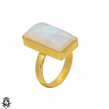 Size 6.5 - Size 8 Adjustable Moonstone 24K Gold Plated Ring GPR70