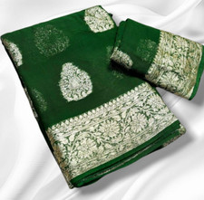 Viscose Georgette Saree with Jacquard Border,Zari Weaving Saree
