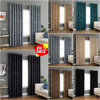 Luxury Jacquard Floral Ready Made Eyelet Ring Top Pair Curtains Panel +Tie Backs