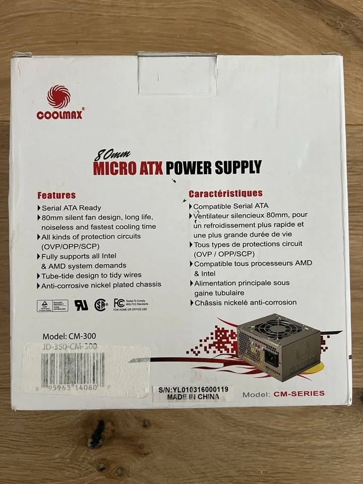 CoolMax 300 Watt 80mm Micro ATX Power Supply CM-300 Series - Image 4 of 4