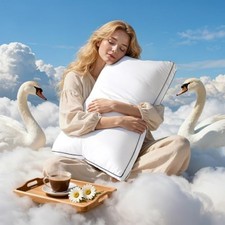 RDS Certified Goose Feather  Down Pillow King Size, 3-Chamber Gusseted Design