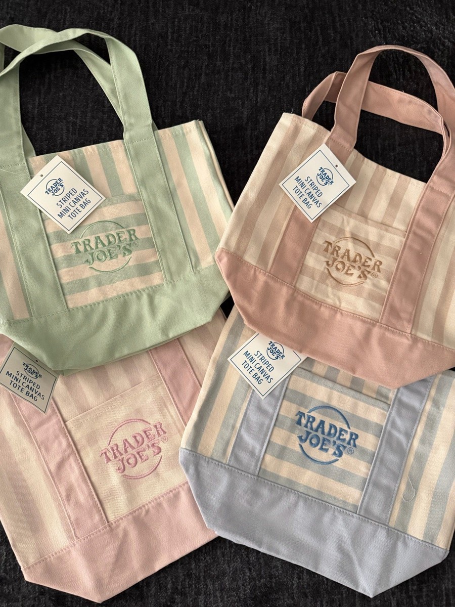 Trader Joe's Striped Mini Canvas Tote Bags - Set of 4 | eBay