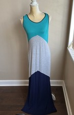 Romeo & Juliet Couture Sz S Maxi Dress Colorblock ST2125 Knit Side Slits