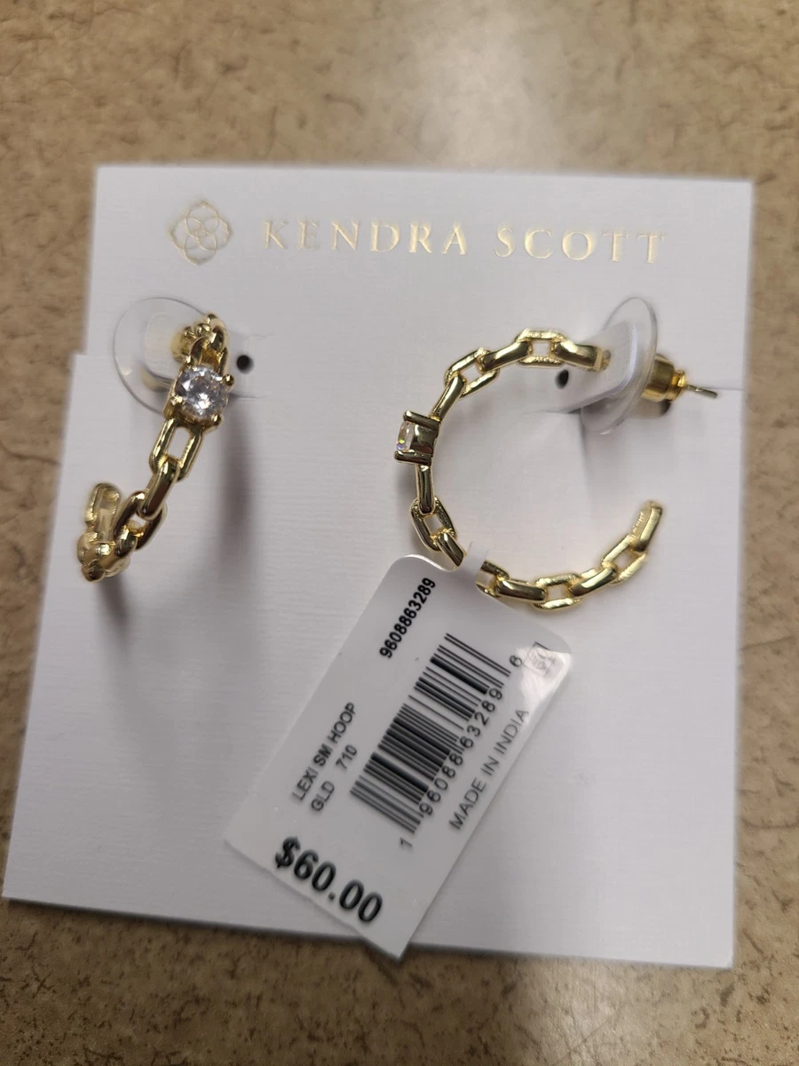 Orecchini A Cerchio Kendra Scott Emery In Tono Oro Con Zirconi Bianchi – Nuovi Con Etichette