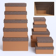 10x Gift Boxes set with Lids Kraft & Terrazzo Design| Assorted Sizes Storage Set