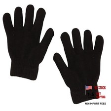 Kids Black Winter Knit Gloves Warm Toddler Mittens Children Stretchy Cold 8-18