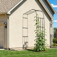 Half Side Garden Arch Trellis, Metal Arbor Climbing Plants Outdoor Lawn Archway