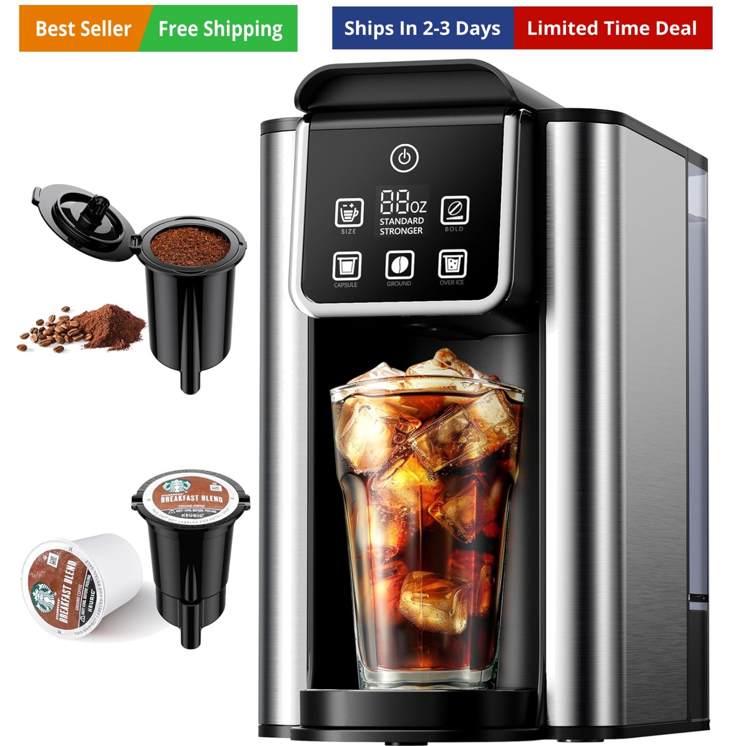 With Bold Setting, Single Serve Coffee Maker For K Cu...